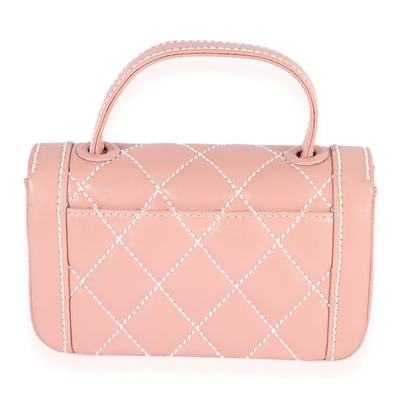 Chanel Pink Calfskin Wild Stitch Mini Top Handle Bag - Picture 3 of 7